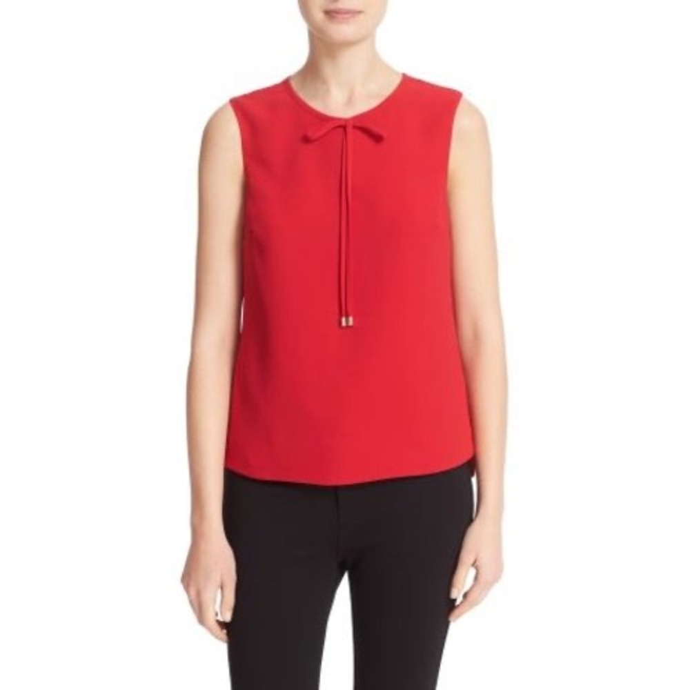 Ted Baker London Red Sleeveless Tie Neck Blouse Top Women's Size 3